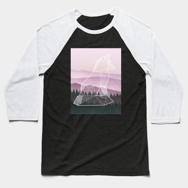 Geometric Nature - Fox (Full) Baseball T-Shirt by paterack